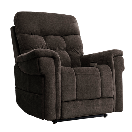 Charcoal Trento Pride Mobility VivaLift Ultra PLR-4955 Power Lift Chair Angled View