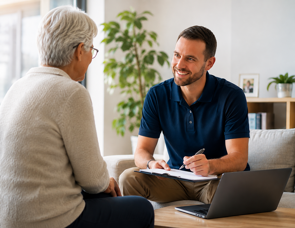 Mobility specialist speaking with a customer