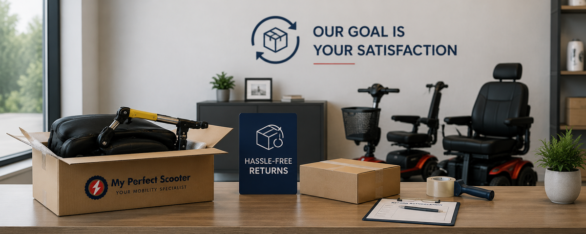 Mobility equipment prepared for shipping and returns
