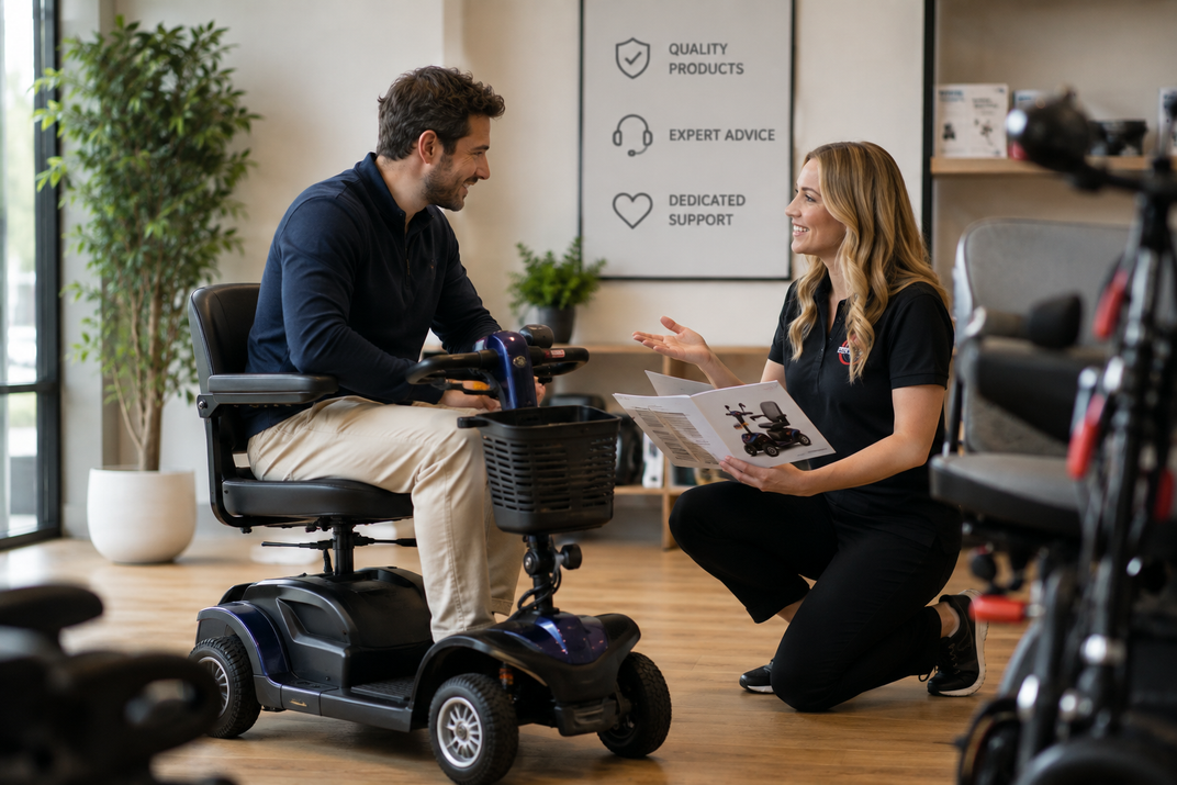 Customer receiving mobility equipment support