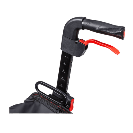 Close-Up View of Handle and Brake System on Drive Medical Nitro Duet Rollator