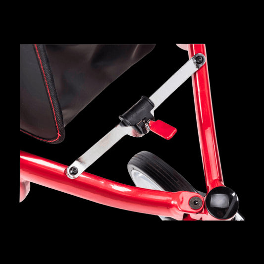 Close-Up View of Drive Medical Nitro Duet Rollator and Transport Chair Wheel Support Mechanism