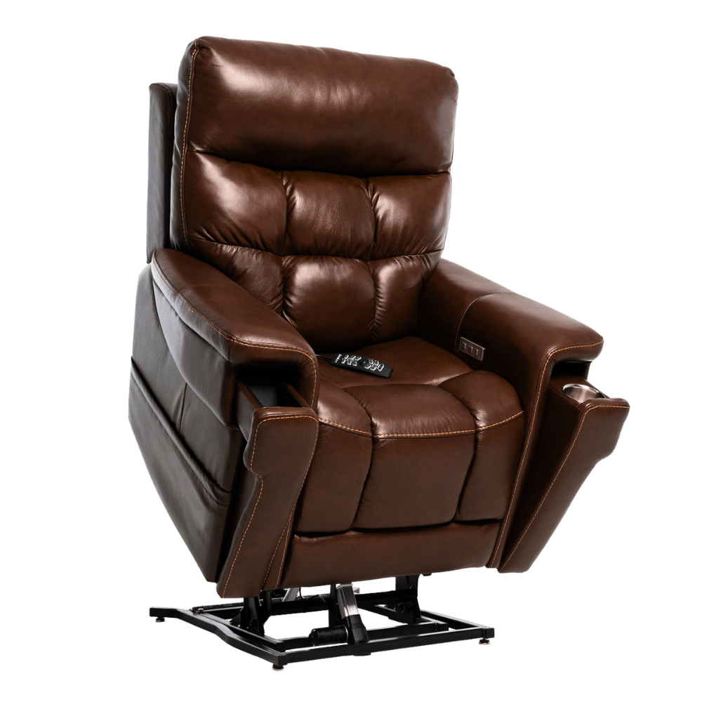 Partially Lifted Sorrento Leather Pride Mobility VivaLift Ultra PLR-4955 Power Lift Chair