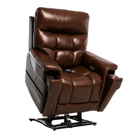 Partially Lifted Sorrento Leather Pride Mobility VivaLift Ultra PLR-4955 Power Lift Chair