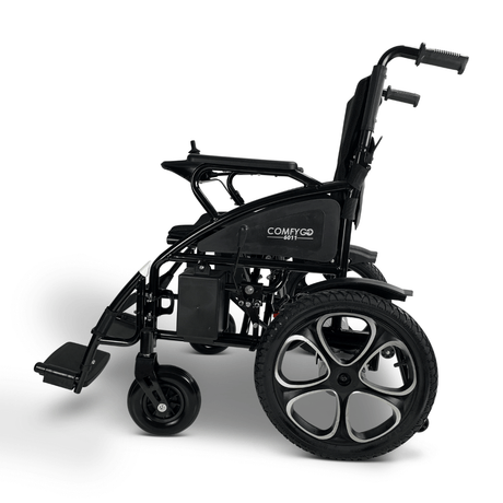 Black ComfyGO 6011 Folding Electric Wheelchair - Side View