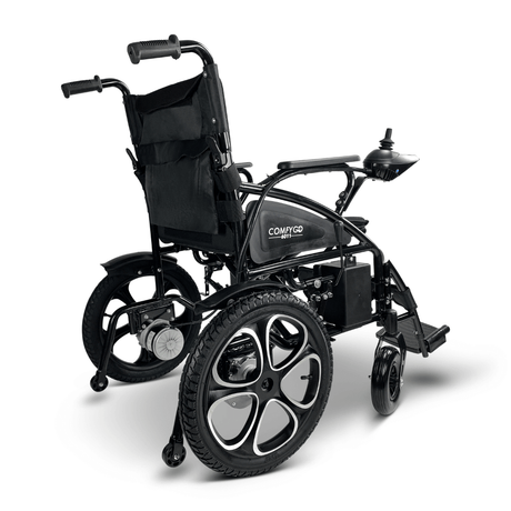 Black ComfyGO 6011 Folding Electric Wheelchair - Rear View