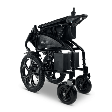 Black ComfyGO 6011 Folding Electric Wheelchair Folded - Right Angled View