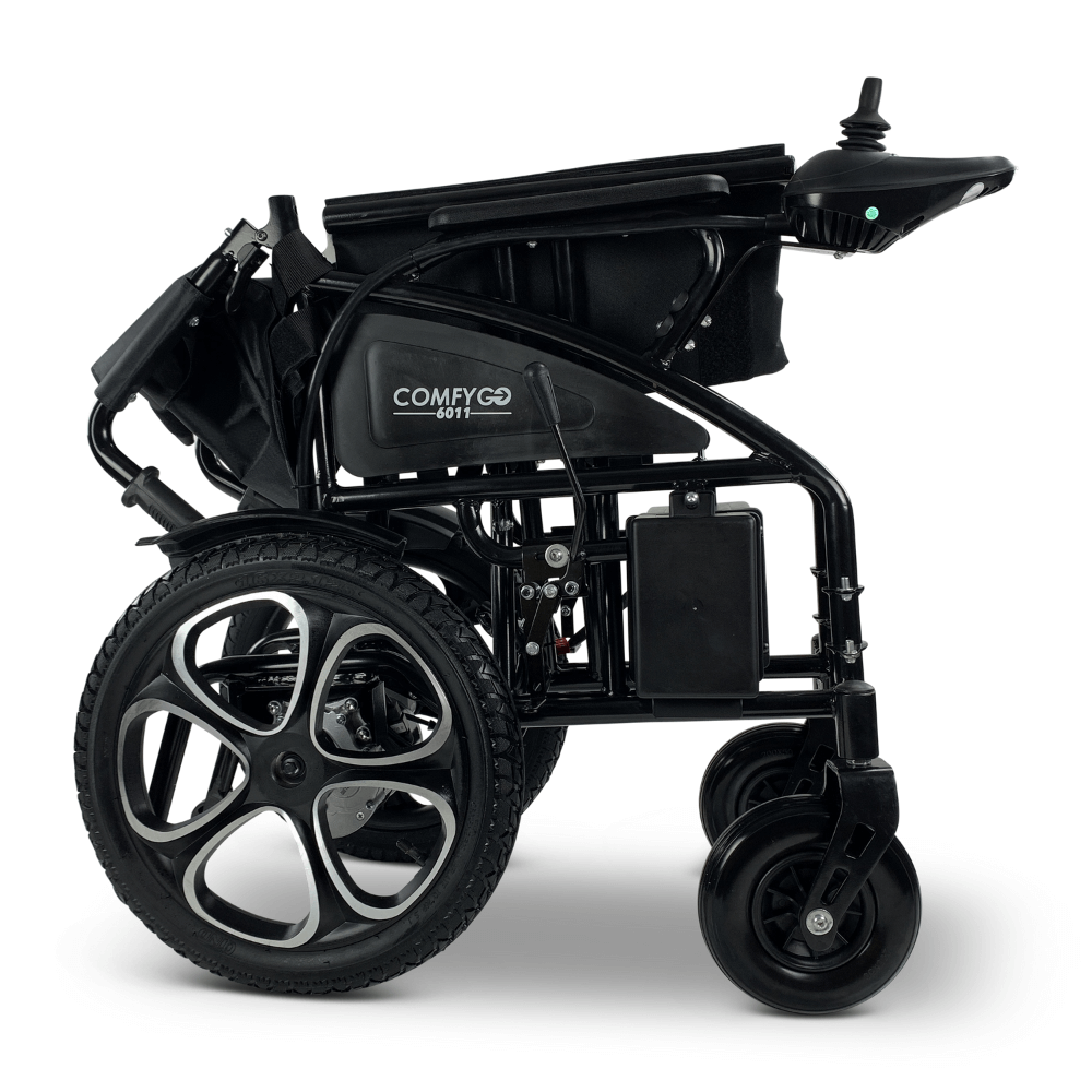 Black ComfyGO 6011 Folding Electric Wheelchair Folded