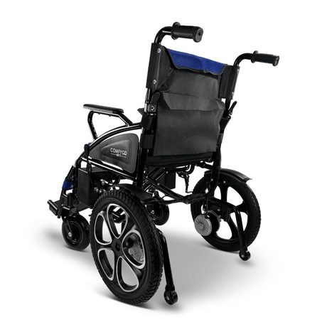 Blue ComfyGO 6011 Folding Electric Wheelchair - Rear Side View