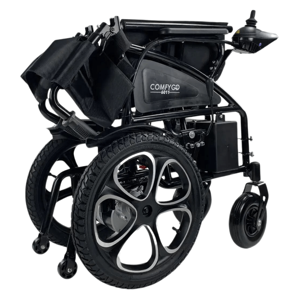 Black ComfyGO 6011 Folding Electric Wheelchair Folded