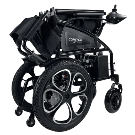 Black ComfyGO 6011 Folding Electric Wheelchair Folded