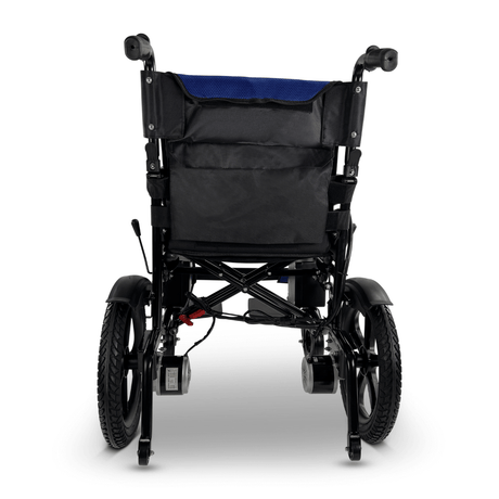 Blue ComfyGO 6011 Folding Electric Wheelchair - Rear View