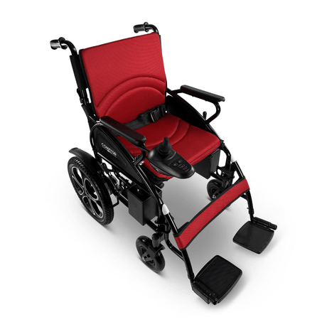 Red ComfyGO 6011 Folding Electric Wheelchair - Top View