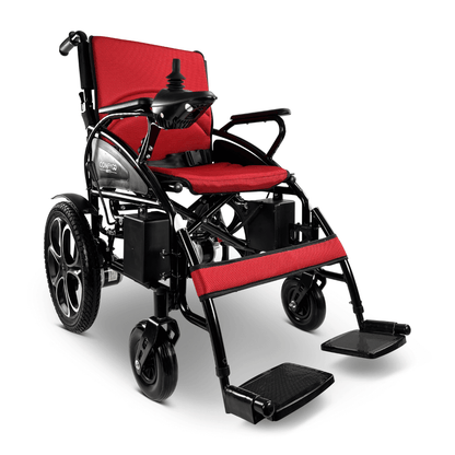 Red ComfyGO 6011 Folding Electric Wheelchair - Angled View