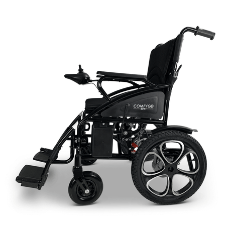 Black ComfyGO 6011 Folding Electric Wheelchair - Side View
