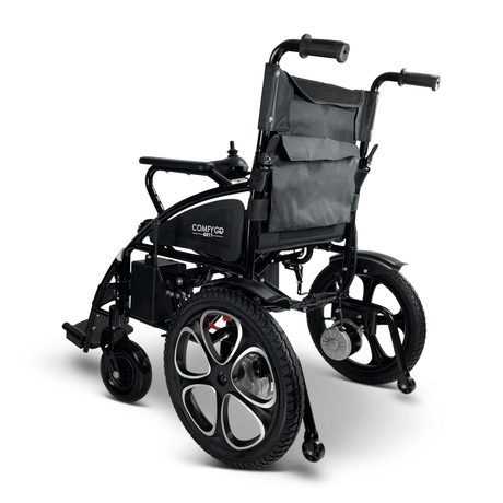 Black ComfyGO 6011 Folding Electric Wheelchair - Rear View