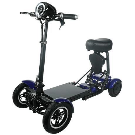 Standard Seat Blue ComfyGO MS 3000 Foldable Mobility Scooter - Angled View