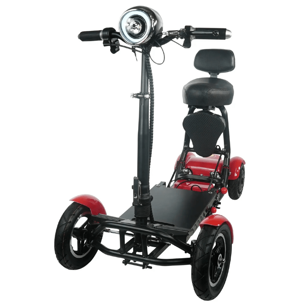 Standard Seat Red ComfyGO MS 3000 Foldable Mobility Scooter - Angled View