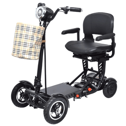Wide Seat Black ComfyGO MS 3000 Foldable Mobility Scooter with Basket - Angled View 