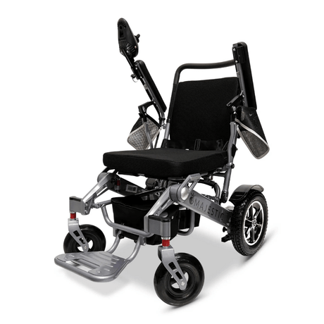 Standard Color Silver Frame ComfyGO Majestic IQ-7000 Remote Controlled Electric Wheelchair - Angled View - Auto Folding