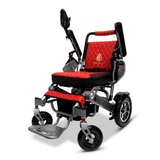 Red Color Silver Frame ComfyGO Majestic IQ-7000 Remote Controlled Electric Wheelchair - Angled View - Auto Folding
