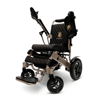 Black Color Bronze Frame ComfyGO Majestic IQ-8000 Remote Controlled Foldable Electric Wheelchair - Angled View