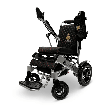 Black Color Silver Frame ComfyGO Majestic IQ-8000 Remote Controlled Foldable Electric Wheelchair - Angled View
