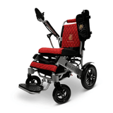 Red Color Silver Frame ComfyGO Majestic IQ-8000 Remote Controlled Foldable Electric Wheelchair - Angled View