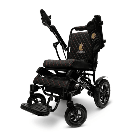 Black Color Black Frame ComfyGO Majestic IQ-8000 Remote Controlled Foldable Electric Wheelchair - Angled View