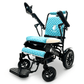 Teal Color Black Frame ComfyGO Majestic IQ-8000 Remote Controlled Foldable Electric Wheelchair - Angled View