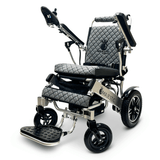 Gray Color Silver Frame ComfyGO Majestic IQ-8000 Remote Controlled Foldable Electric Wheelchair - Angled View