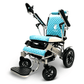 Teal Color Silver Frame ComfyGO Majestic IQ-8000 Remote Controlled Foldable Electric Wheelchair - Angled View