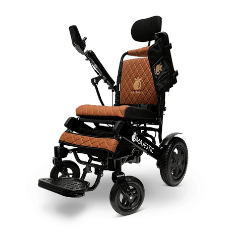 Taba Color Black Frame ComfyGO Majestic IQ-9000 Remote Controlled Foldable Electric Wheelchair - Angled View