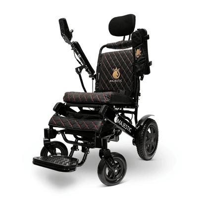Gray Color Black Frame ComfyGO Majestic IQ-9000 Remote Controlled Foldable Electric Wheelchair - Angled View