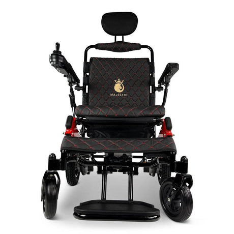 Black Color Black/Red Frame ComfyGO Majestic IQ-9000 Remote Controlled Foldable Electric Wheelchair - Front View