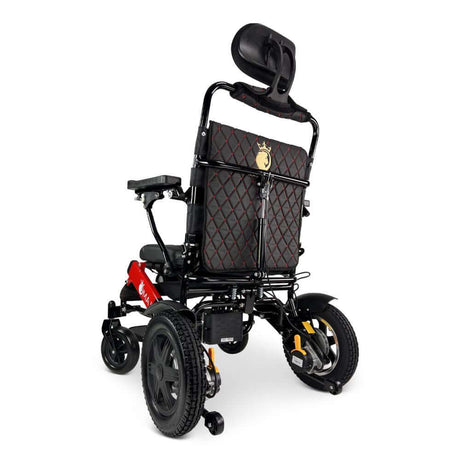 Black Color Black/Red Frame ComfyGO Majestic IQ-9000 Remote Controlled Foldable Electric Wheelchair - Rear View