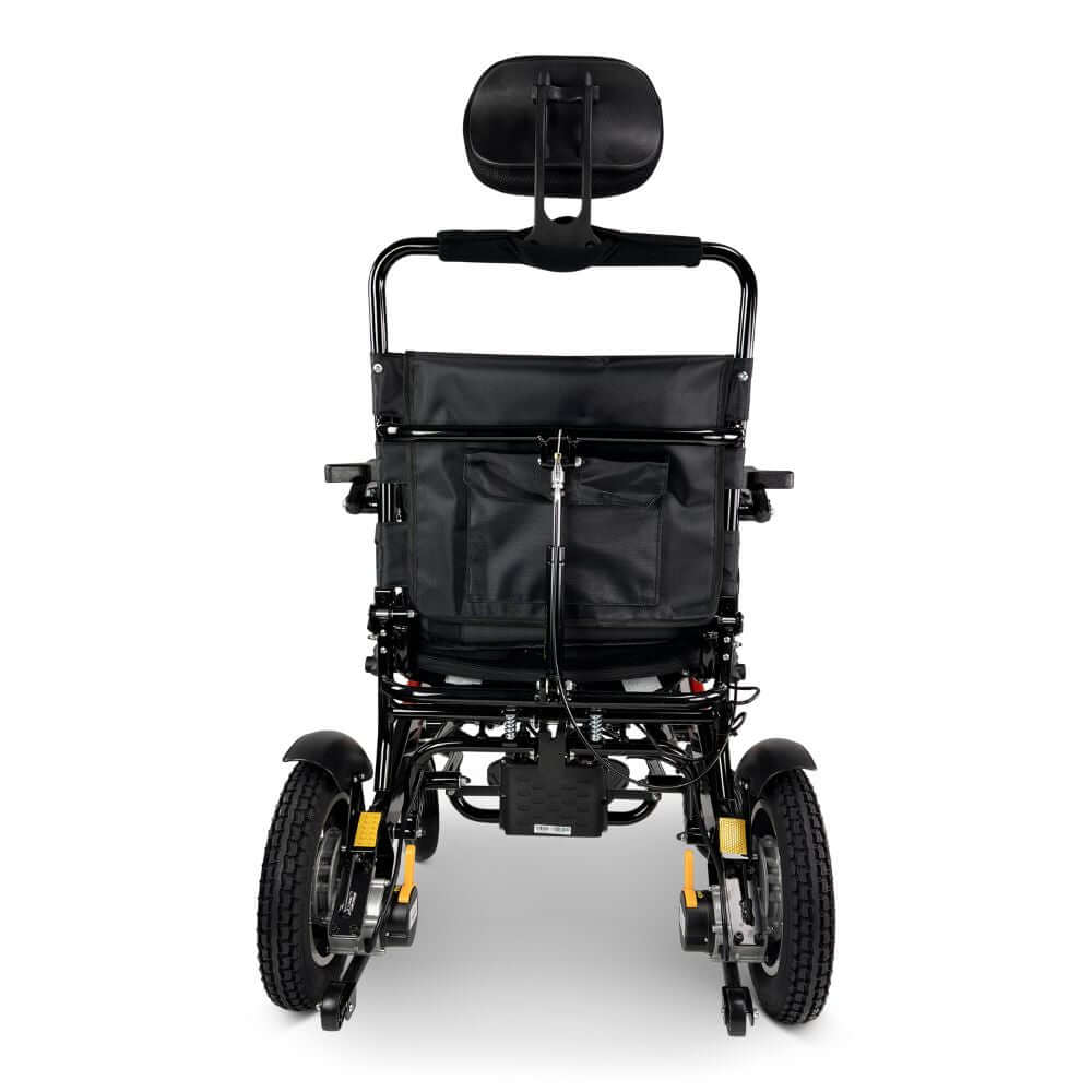 Black Color Black/Red Frame ComfyGO Majestic IQ-9000 Remote Controlled Foldable Electric Wheelchair - Back View