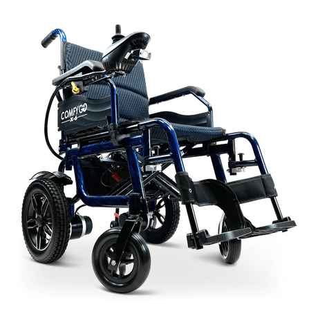Blue ComfyGO X-6 Lightweight Electric Wheelchair Lifted Armrests