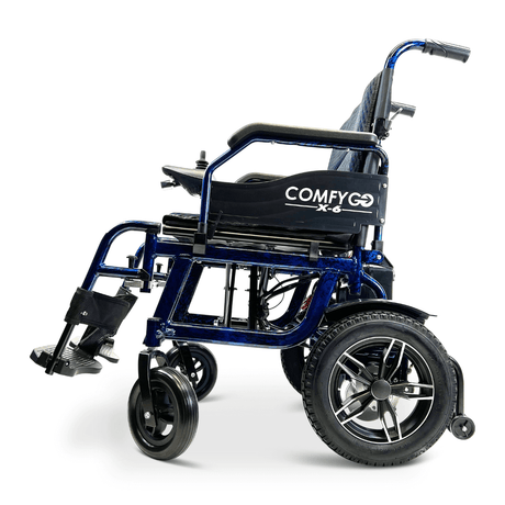 Blue ComfyGO X-6 Lightweight Electric Wheelchair - Side View
