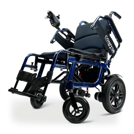 Blue ComfyGO X-6 Lightweight Electric Wheelchair Lifted Armrests