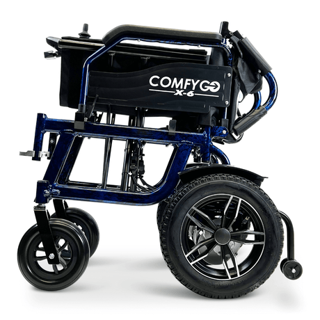 Blue ComfyGO X-6 Lightweight Electric Wheelchair Folded