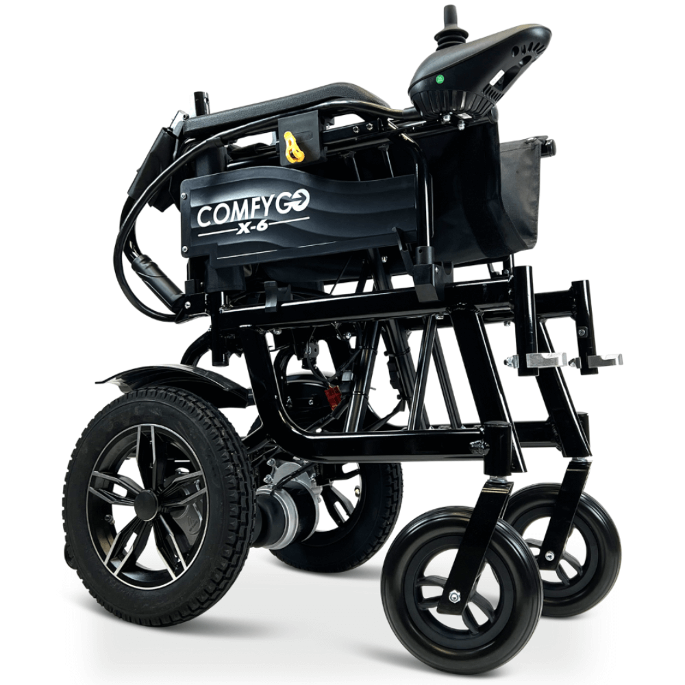 Black ComfyGO X-6 Lightweight Electric Wheelchair Folded 