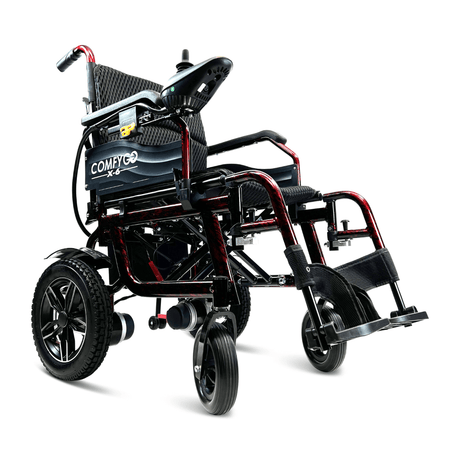 Red ComfyGO X-6 Lightweight Electric Wheelchair - Angled View