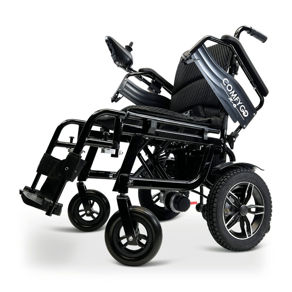 Black ComfyGO X-6 Lightweight Electric Wheelchair Lifted Armrests