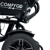 Black ComfyGO X-6 Lightweight Electric Wheelchair - Rear Side Close-up View