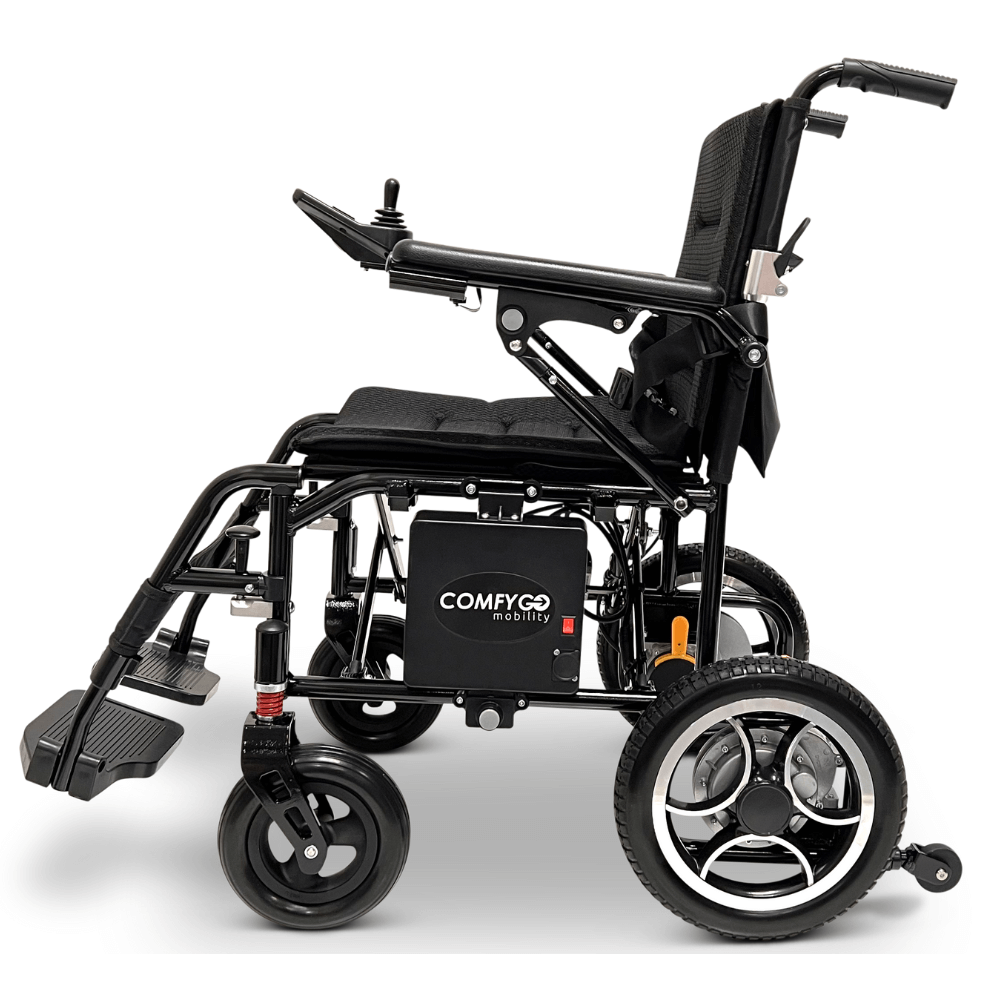 Standard Color ComfyGO X-7 Lightweight Foldable Travel Electric Wheelchair - Side View