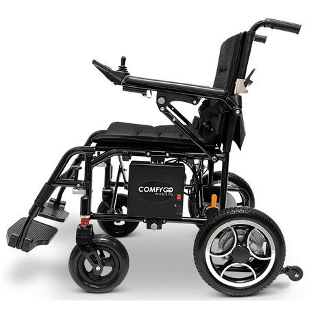 Standard Color ComfyGO X-7 Lightweight Foldable Travel Electric Wheelchair - Side View