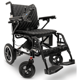 Black Color Black Frame ComfyGO X-7 Lightweight Foldable Travel Electric Wheelchair - Angled View