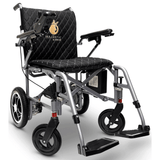 Black Color Silver Frame ComfyGO X-7 Lightweight Foldable Travel Electric Wheelchair - Angled View