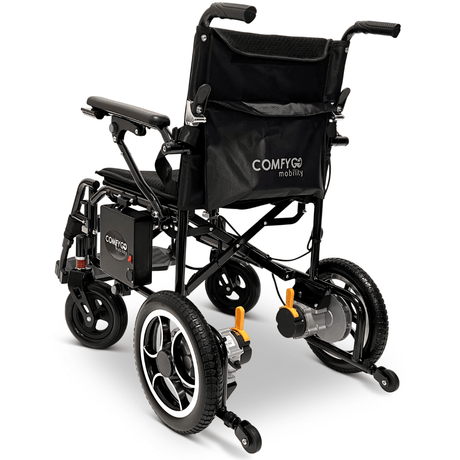 Standard Color ComfyGO X-7 Lightweight Foldable Travel Electric Wheelchair - Rear View